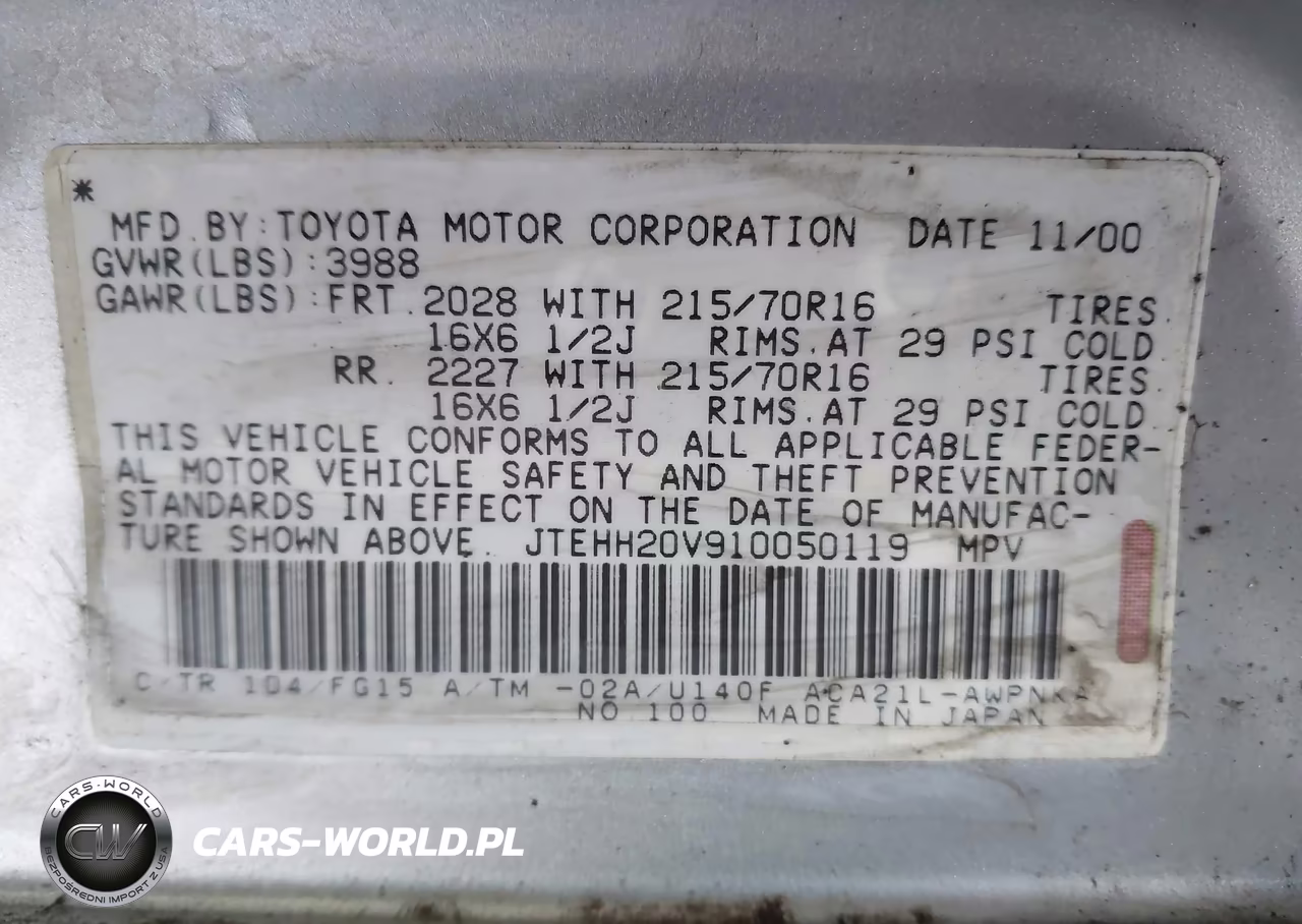 2001 Toyota Rav4 VIN:JTEHH20V910050119 - 9
