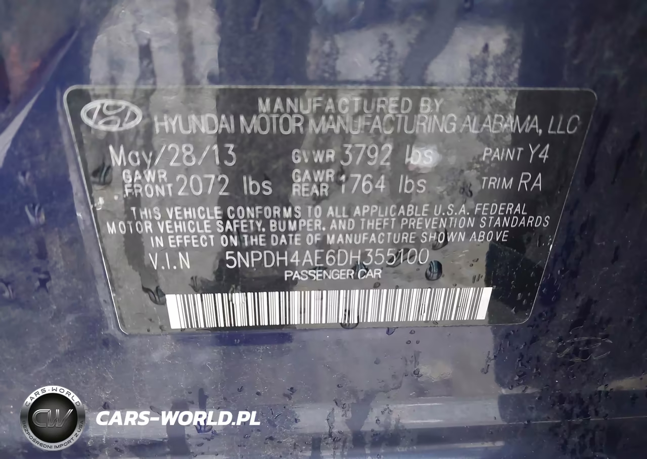 2013 Hyundai Elantra Gls VIN:5NPDH4AE6DH355100 - 9