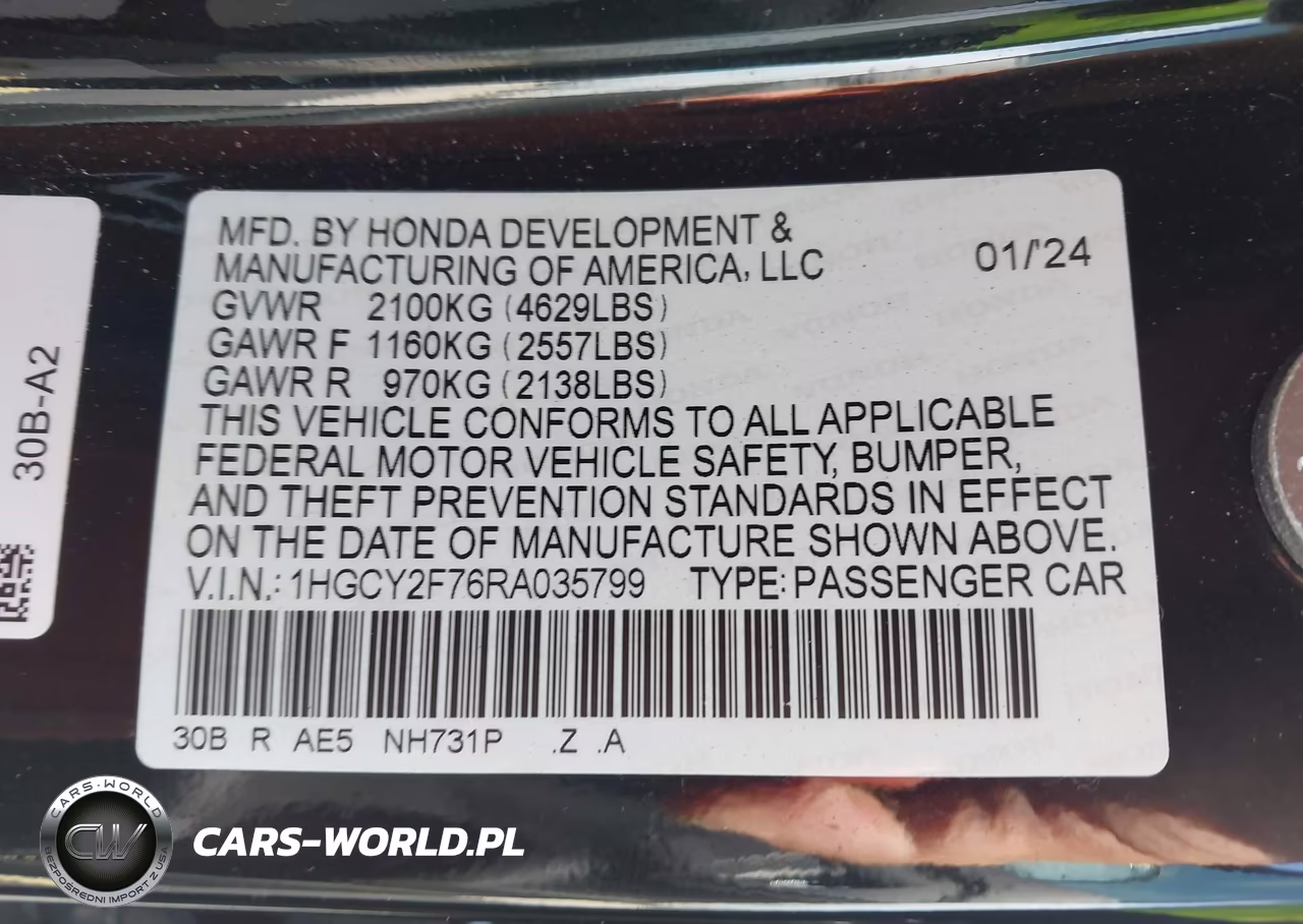 2024 Honda Accord Hybrid Sport-L VIN:1HGCY2F76RA035799 - 9