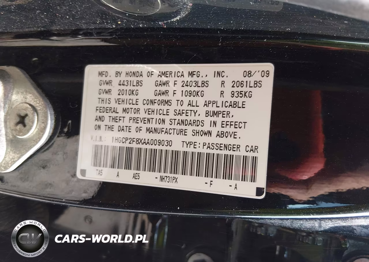 2010 Honda Accord 2.4 Ex-L VIN:1HGCP2F8XAA009030 - 9