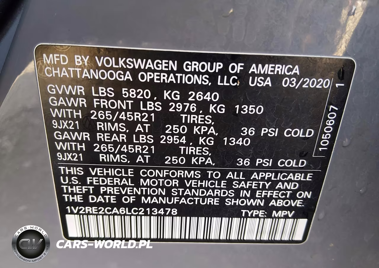 2020 Volkswagen Atlas Cross Sport 3.6L V6 Sel R-Line VIN:1V2RE2CA6LC213478 - 9