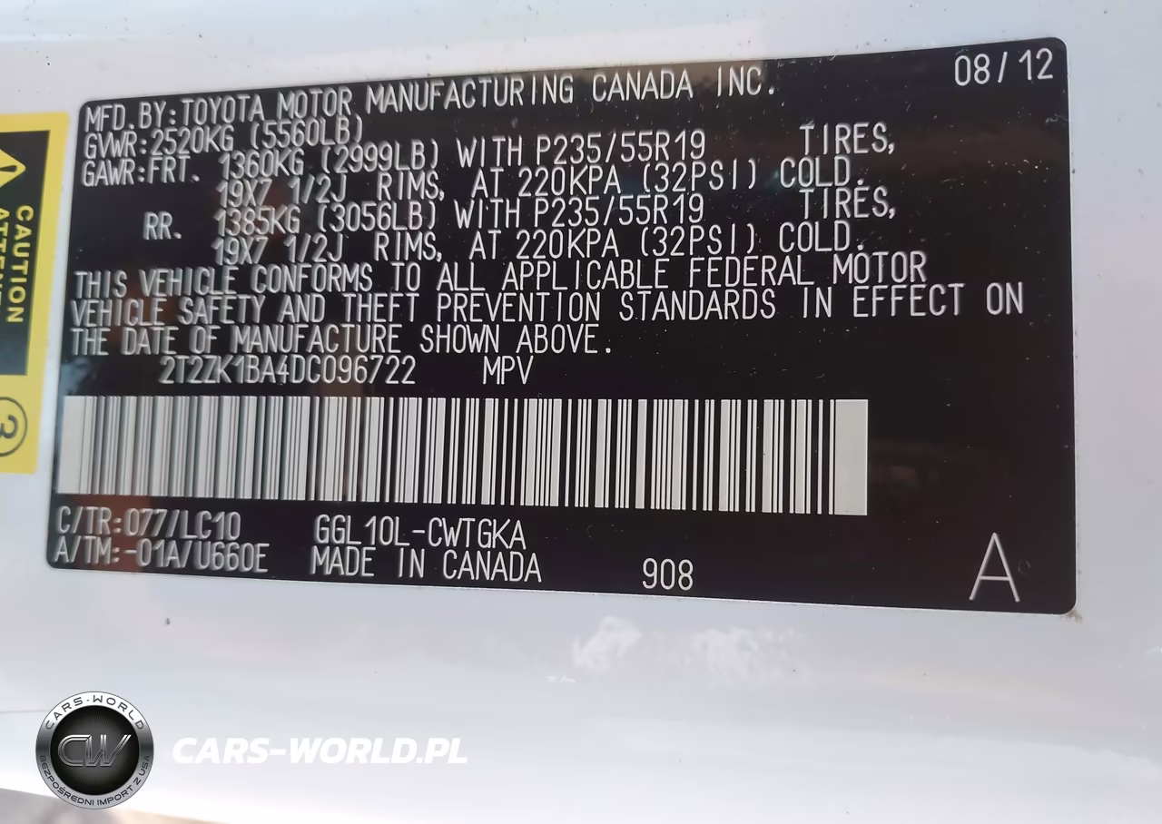2013 Lexus Rx 350 VIN:2T2ZK1BA4DC096722 - 9