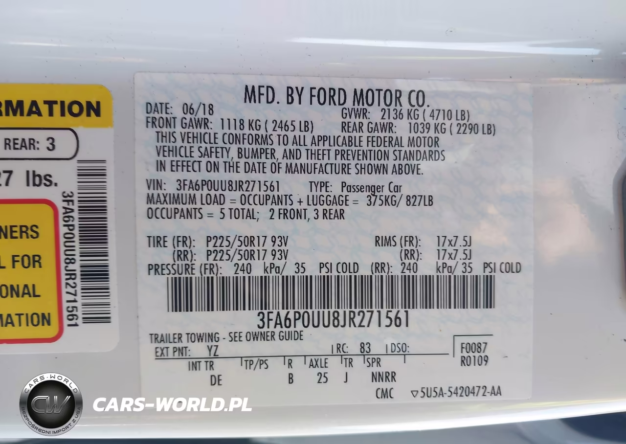 2018 Ford Fusion Hybrid S VIN:3FA6P0UU8JR271561 - 9