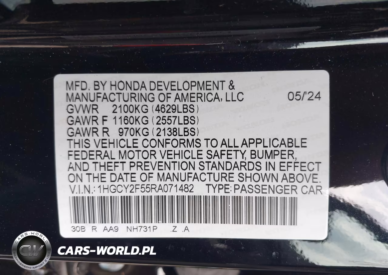 2024 Honda Accord Hybrid Sport VIN:1HGCY2F55RA071482 - 9
