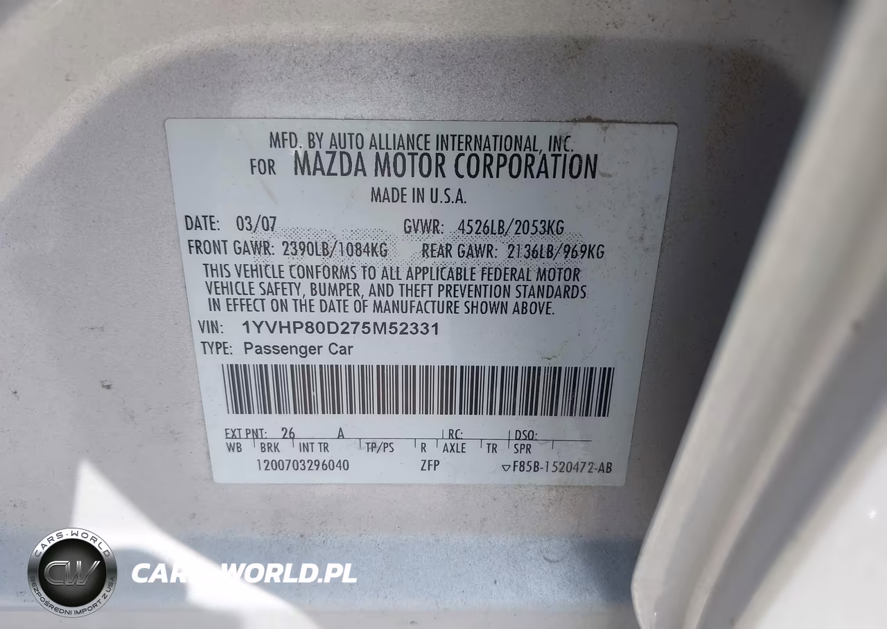 2007 Mazda Mazda6 S Touring VIN:1YVHP80D275M52331 - 9
