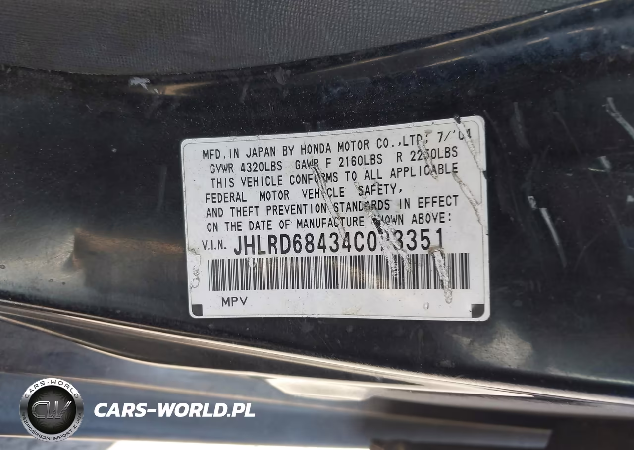 2004 Honda Cr-V Lx VIN:JHLRD68434C023351 - 9
