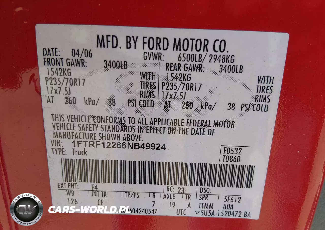 2006 Ford F-150 Stx-Xl-Xlt VIN:1FTRF12266NB49924 - 6