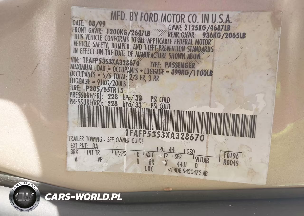 1999 Ford Taurus Se-Se-Ne VIN:1FAFP53S3XA328670 - 9