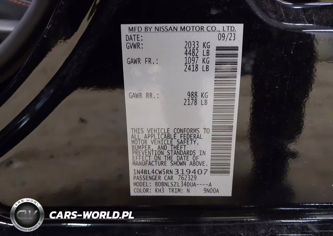 2024 Nissan Altima Sr Intelligent Awd VIN:1N4BL4CW5RN319407 - 9