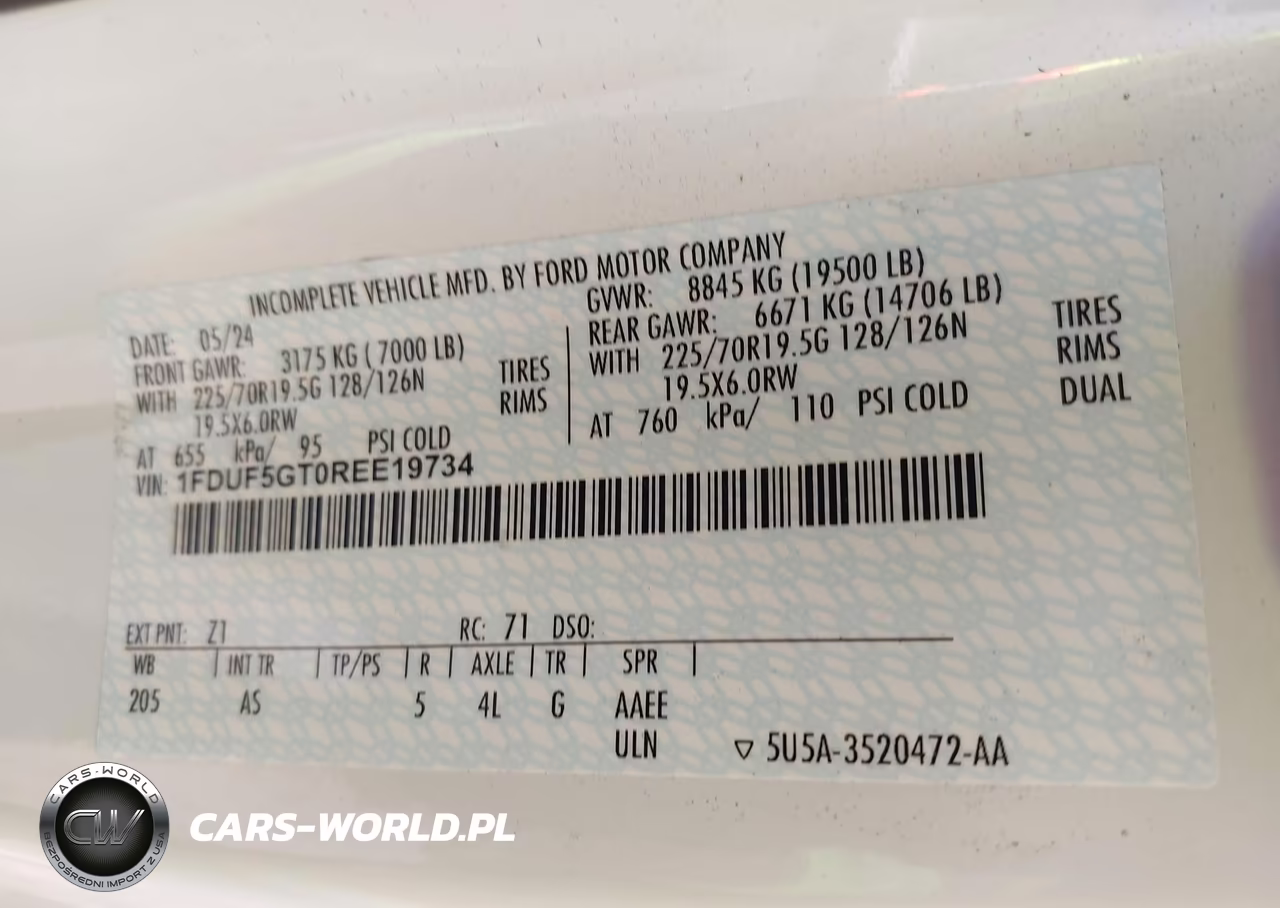 2024 Ford F-550 Chassis Xl VIN:1FDUF5GT0REE19734 - 8