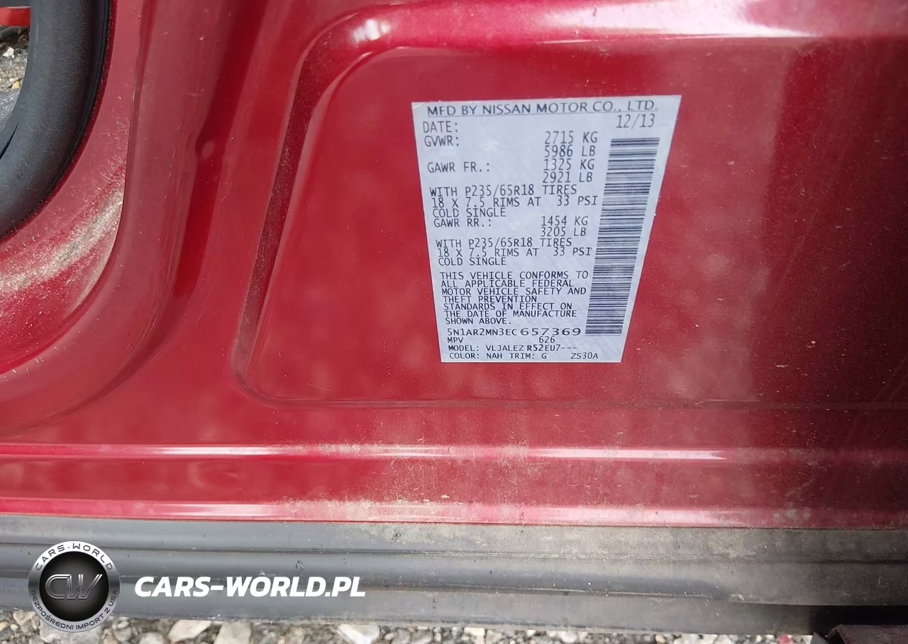 2014 Nissan Pathfinder Sv VIN:5N1AR2MN3EC657369 - 9