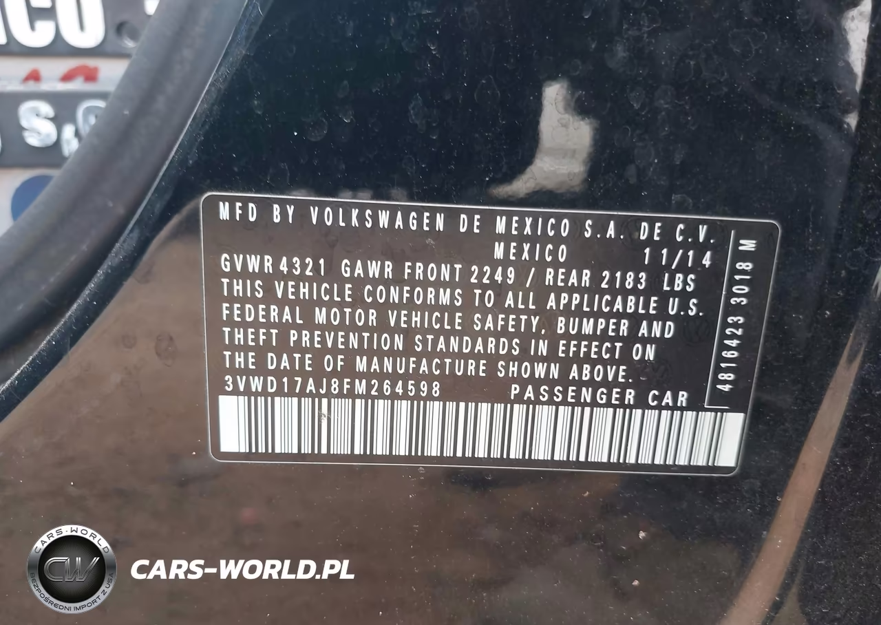 2015 Volkswagen Jetta 1.8T Se VIN:3VWD17AJ8FM264598 - 9