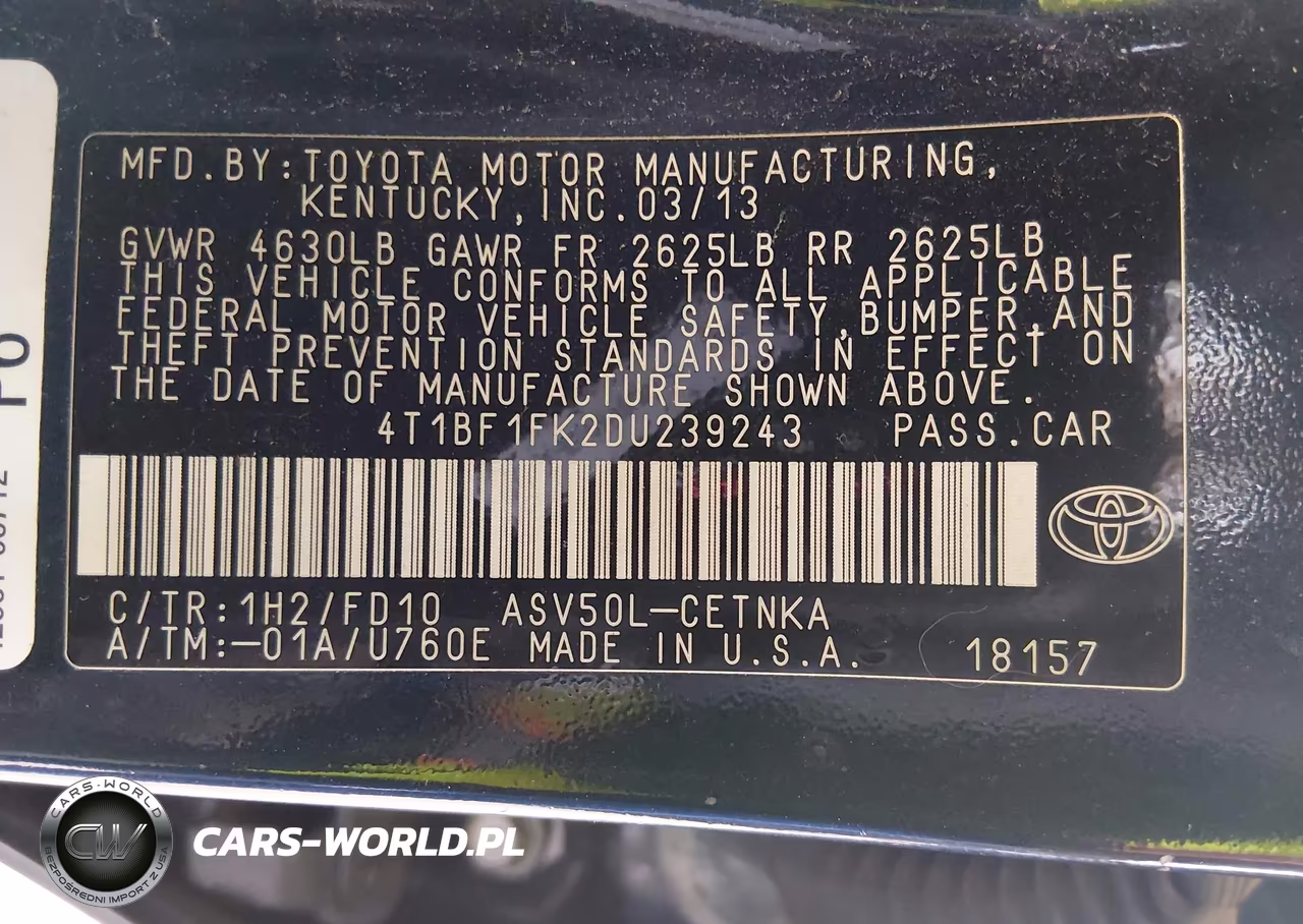 2013 Toyota Camry Le VIN:4T1BF1FK2DU239243 - 9