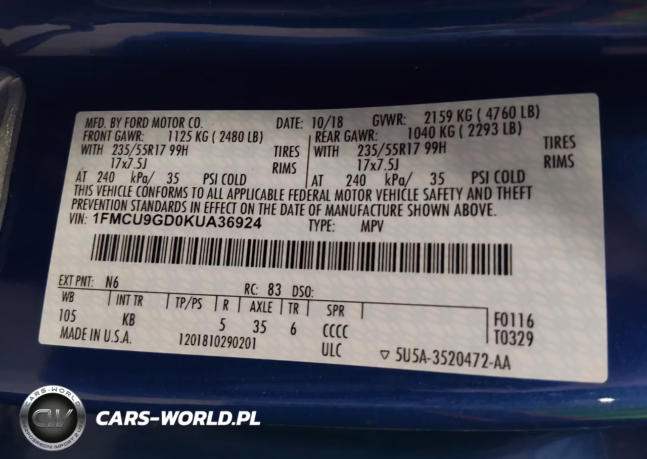 2019 Ford Escape Se VIN:1FMCU9GD0KUA36924 - 9