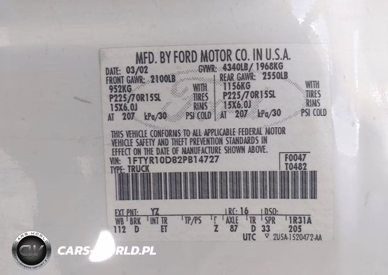 2002 Ford Ranger Xl-Xlt VIN:1FTYR10D82PB14727 - 9