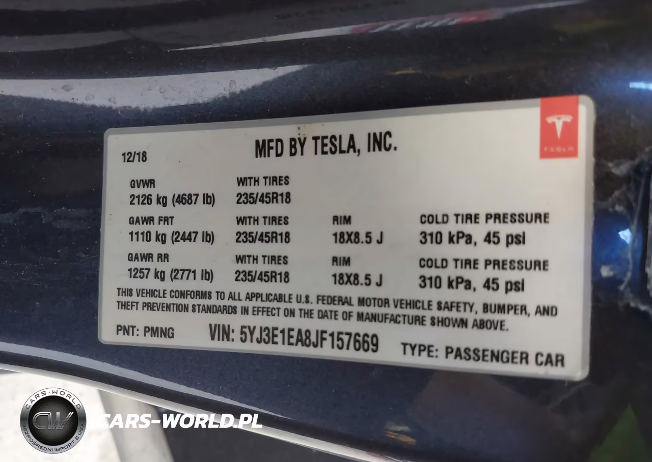 2018 Tesla Model 3 Long Range-Mid Range VIN:5YJ3E1EA8JF157669 - 9