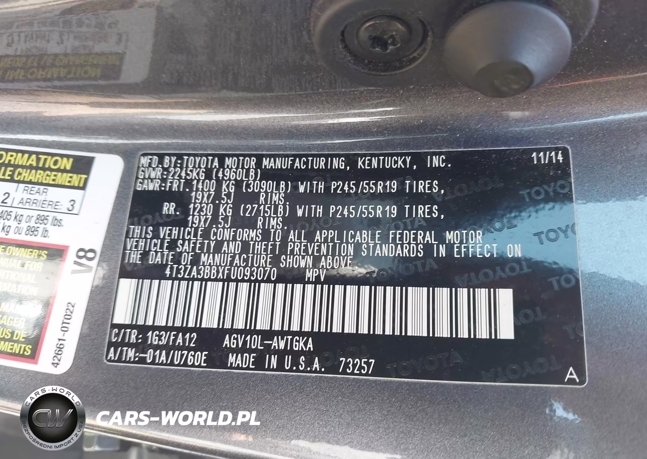 2015 Toyota Venza Le VIN:4T3ZA3BBXFU093070 - 9