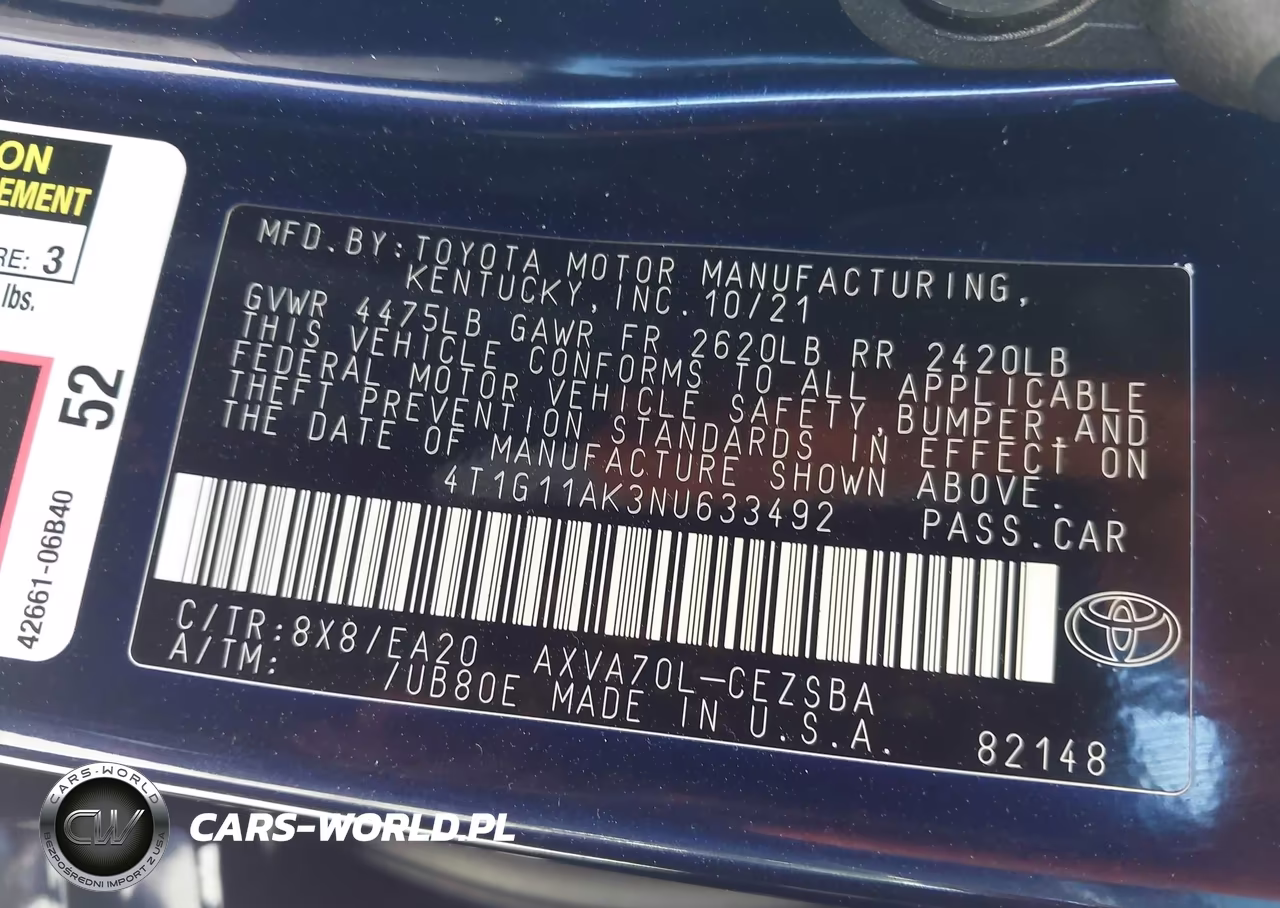 2022 Toyota Camry Se VIN:4T1G11AK3NU633492 - 9