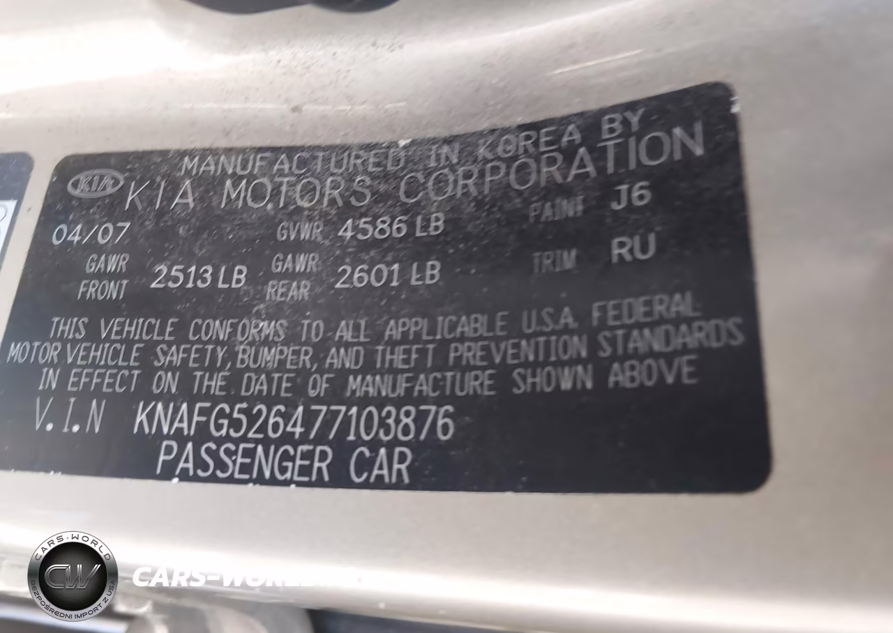 2007 Kia Rondo Ex V6 VIN:KNAFG526477103876 - 9