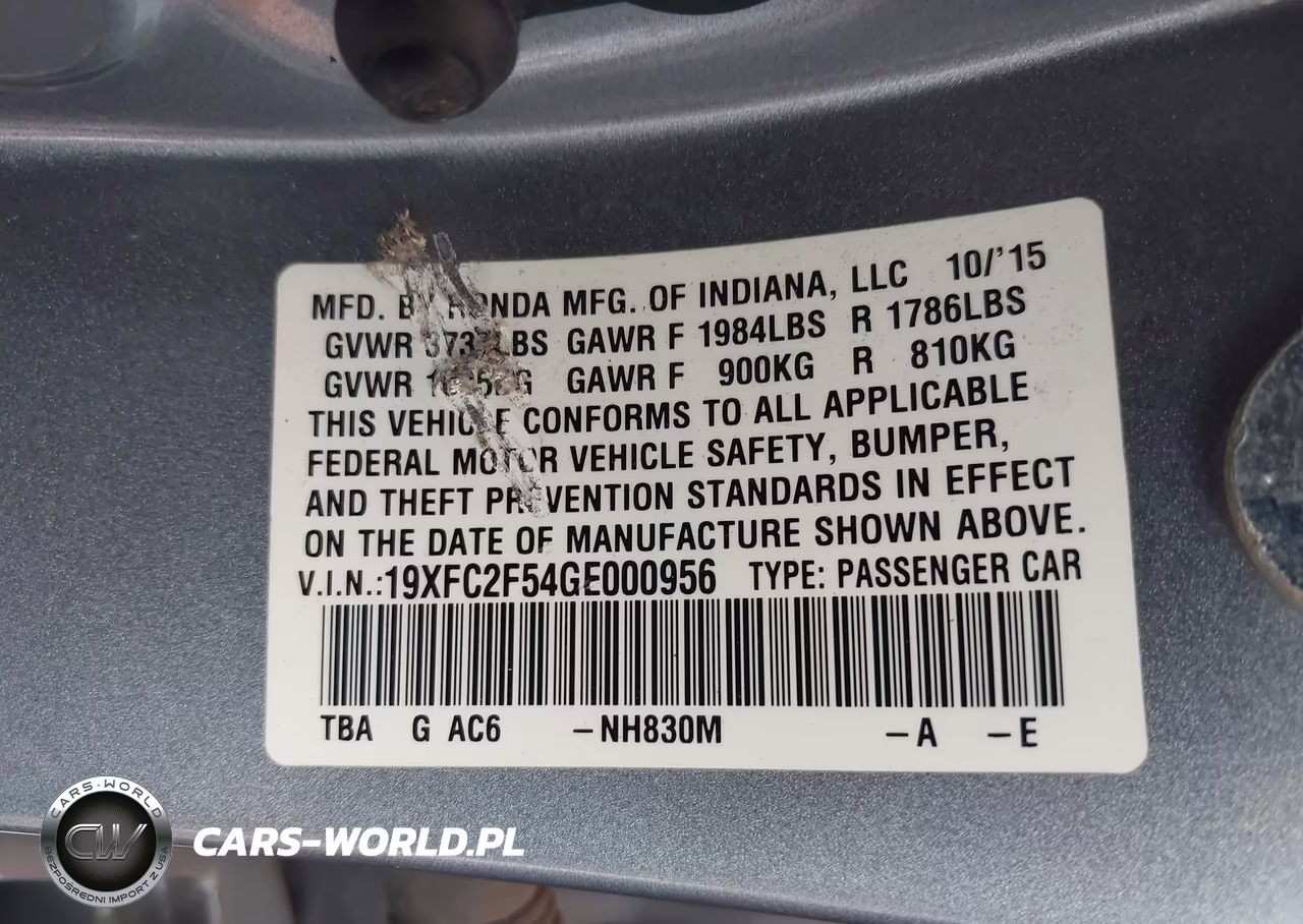 2016 Honda Civic Lx VIN:19XFC2F54GE000956 - 9
