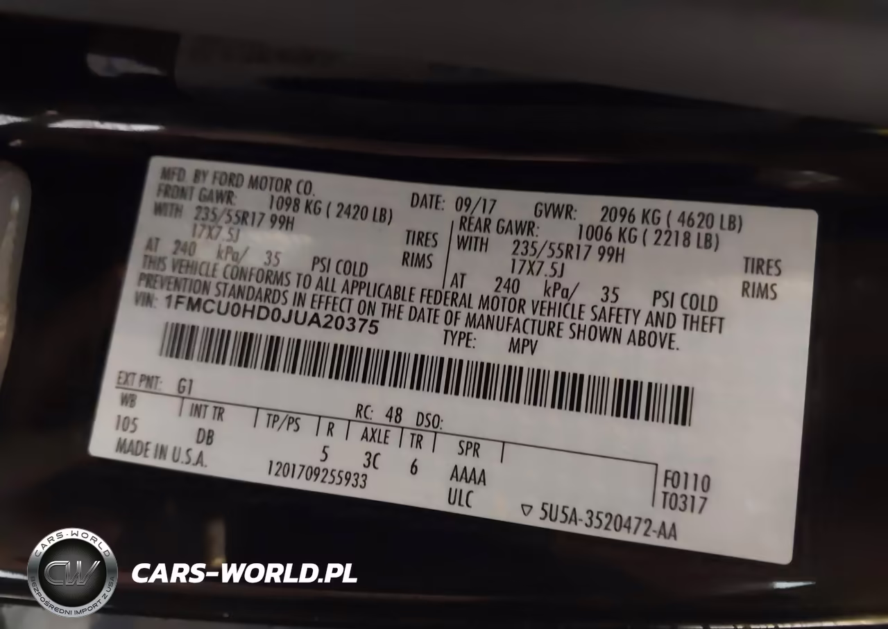 2018 Ford Escape Sel VIN:1FMCU0HD0JUA20375 - 9