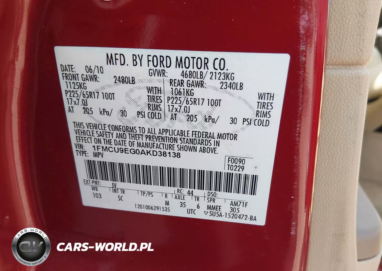 2010 Ford Escape Limited VIN:1FMCU9EG0AKD38138 - 9