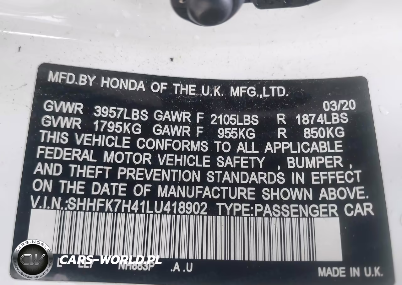 2020 Honda Civic Sport VIN:SHHFK7H41LU418902 - 9