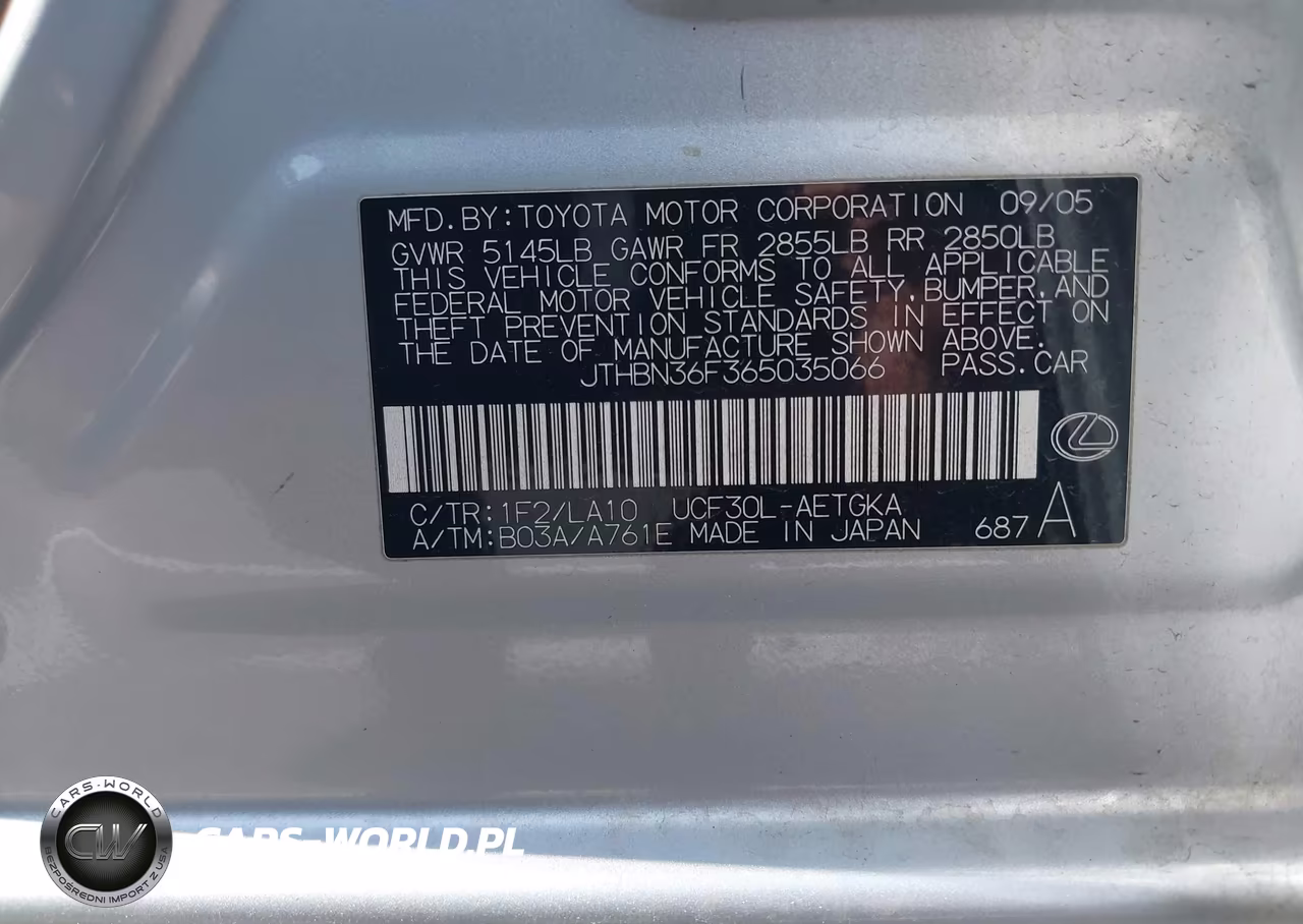2006 Lexus Ls 430 VIN:JTHBN36F365035066 - 9