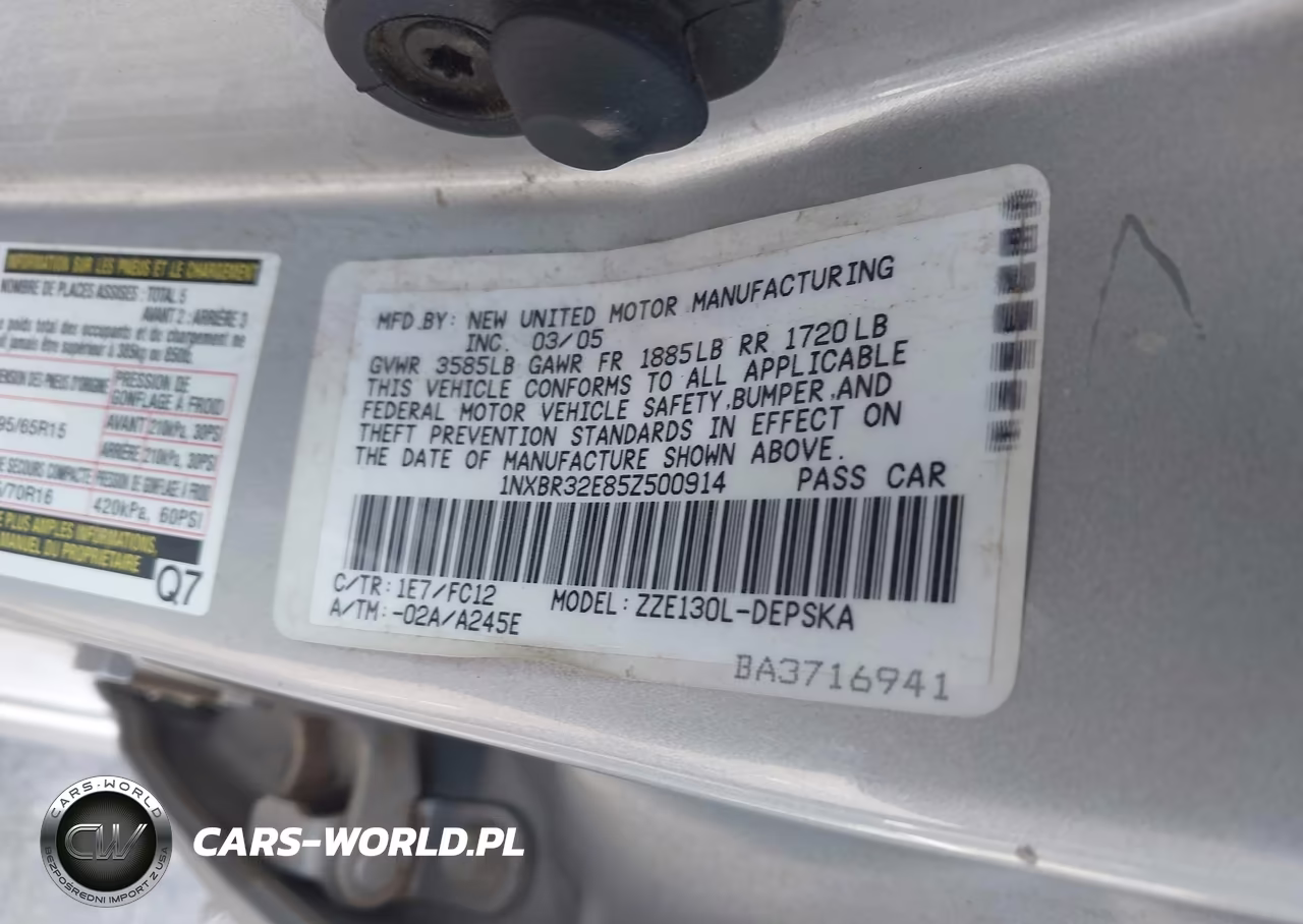 2005 Toyota Corolla S VIN:1NXBR32E85Z500914 - 9