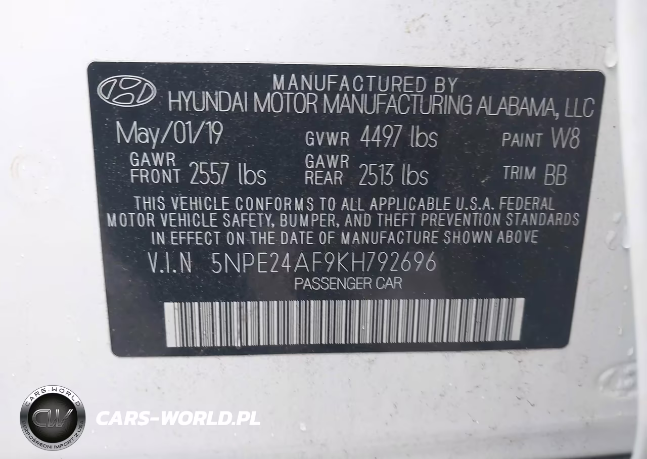 2019 Hyundai Sonata Se VIN:5NPE24AF9KH792696 - 9