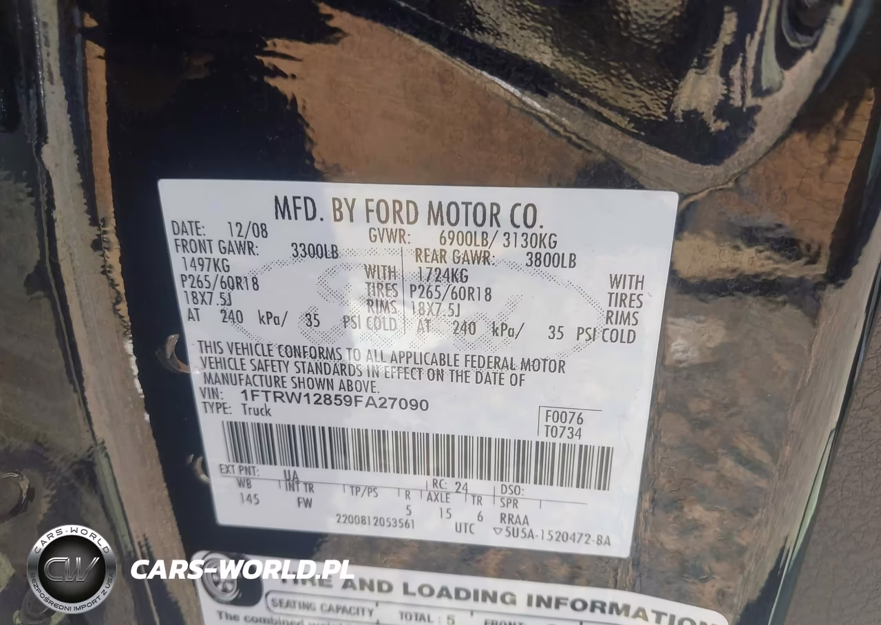 2009 Ford F-150 Xlt VIN:1FTRW12859FA27090 - 9