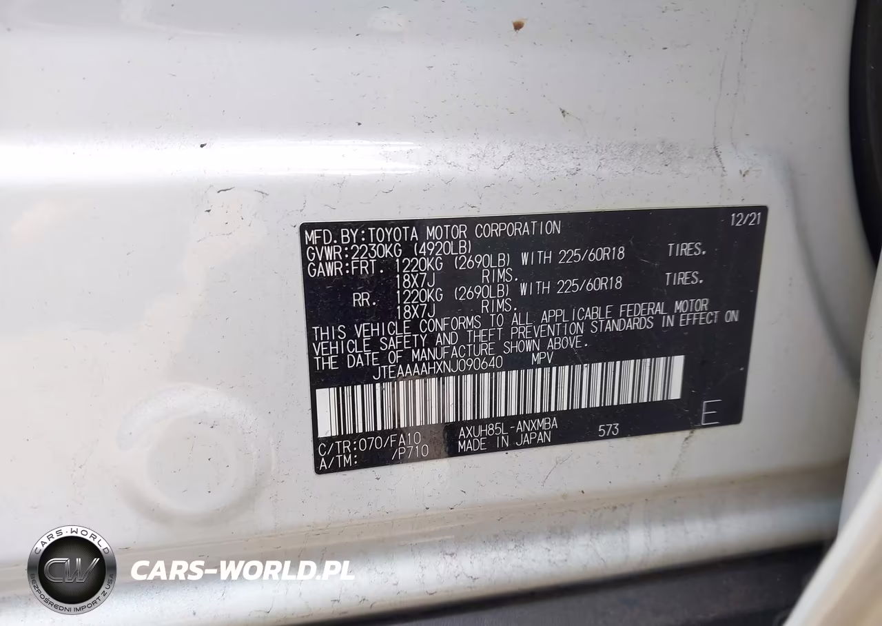 2022 Toyota Venza Le VIN:JTEAAAAHXNJ090640 - 9