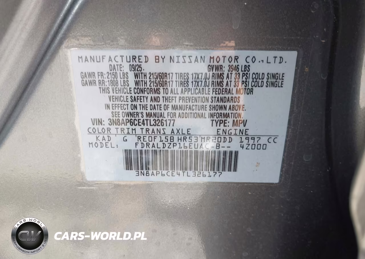 2026 Nissan Kicks Sv VIN:3N8AP6CE4TL326177 - 9