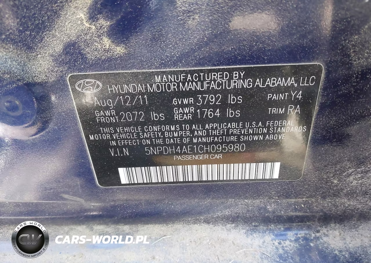 2012 Hyundai Elantra Limited VIN:5NPDH4AE1CH095980 - 9