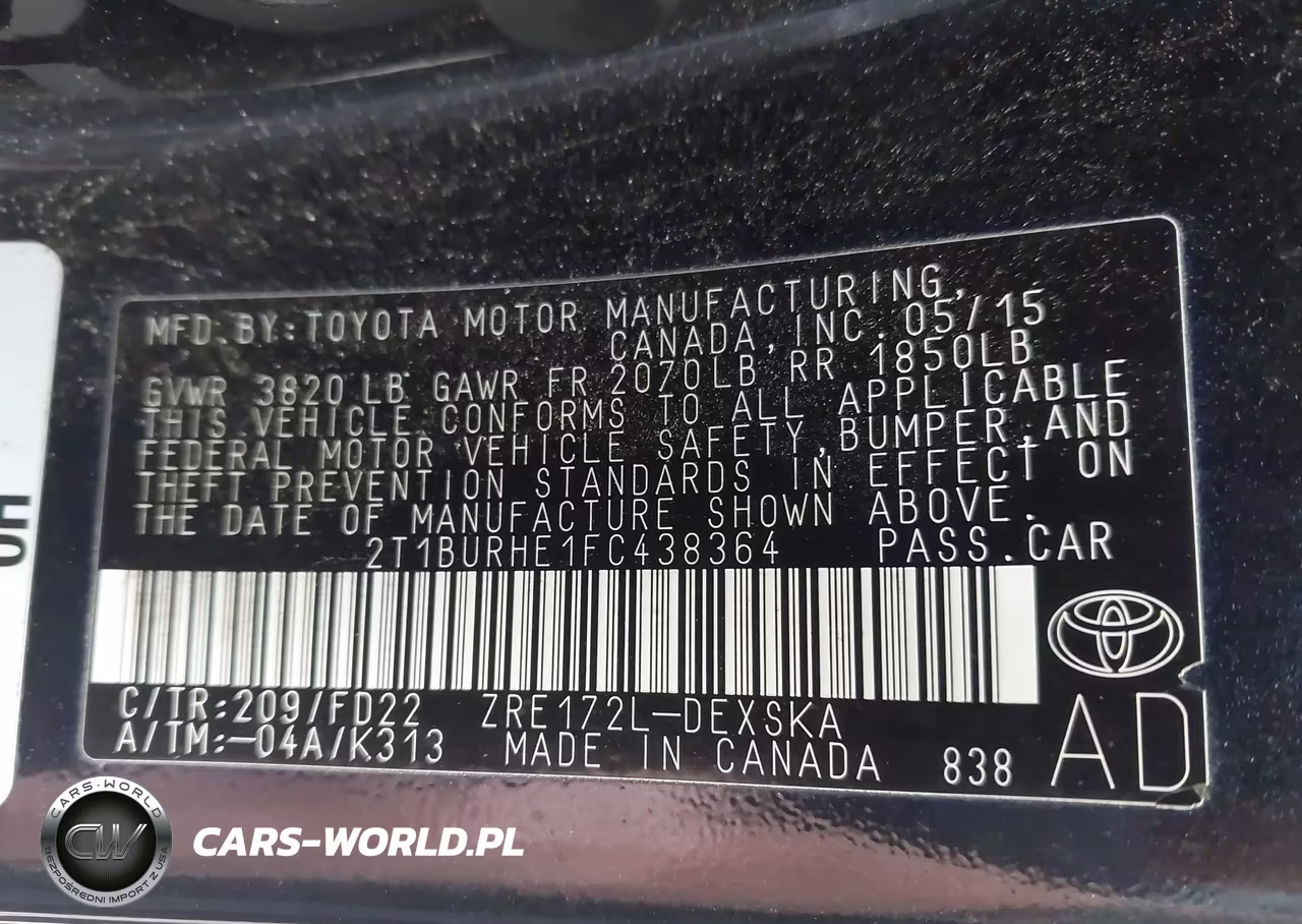 2015 Toyota Corolla S Plus VIN:2T1BURHE1FC438364 - 9
