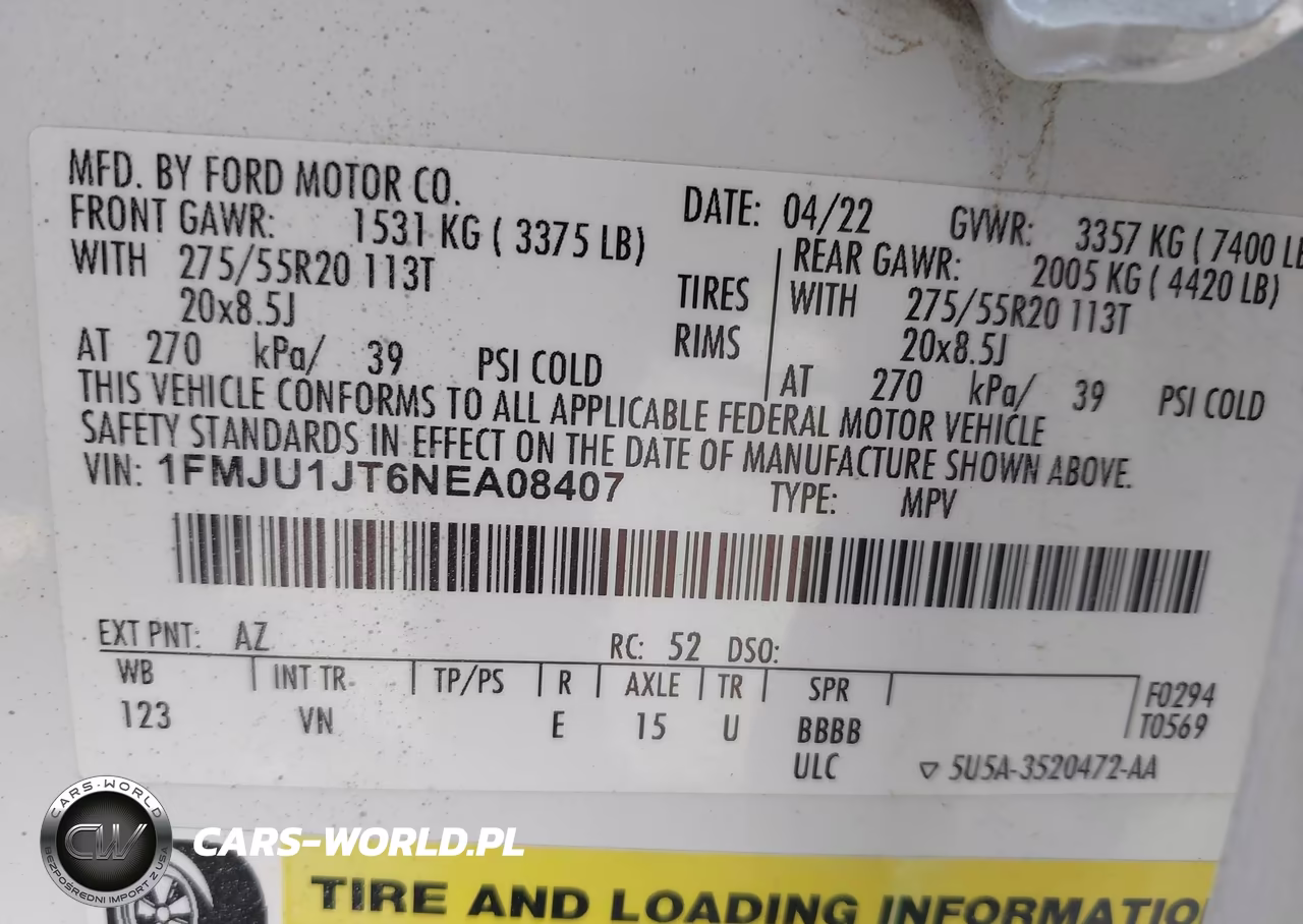 2022 Ford Expedition Xlt VIN:1FMJU1JT6NEA08407 - 9