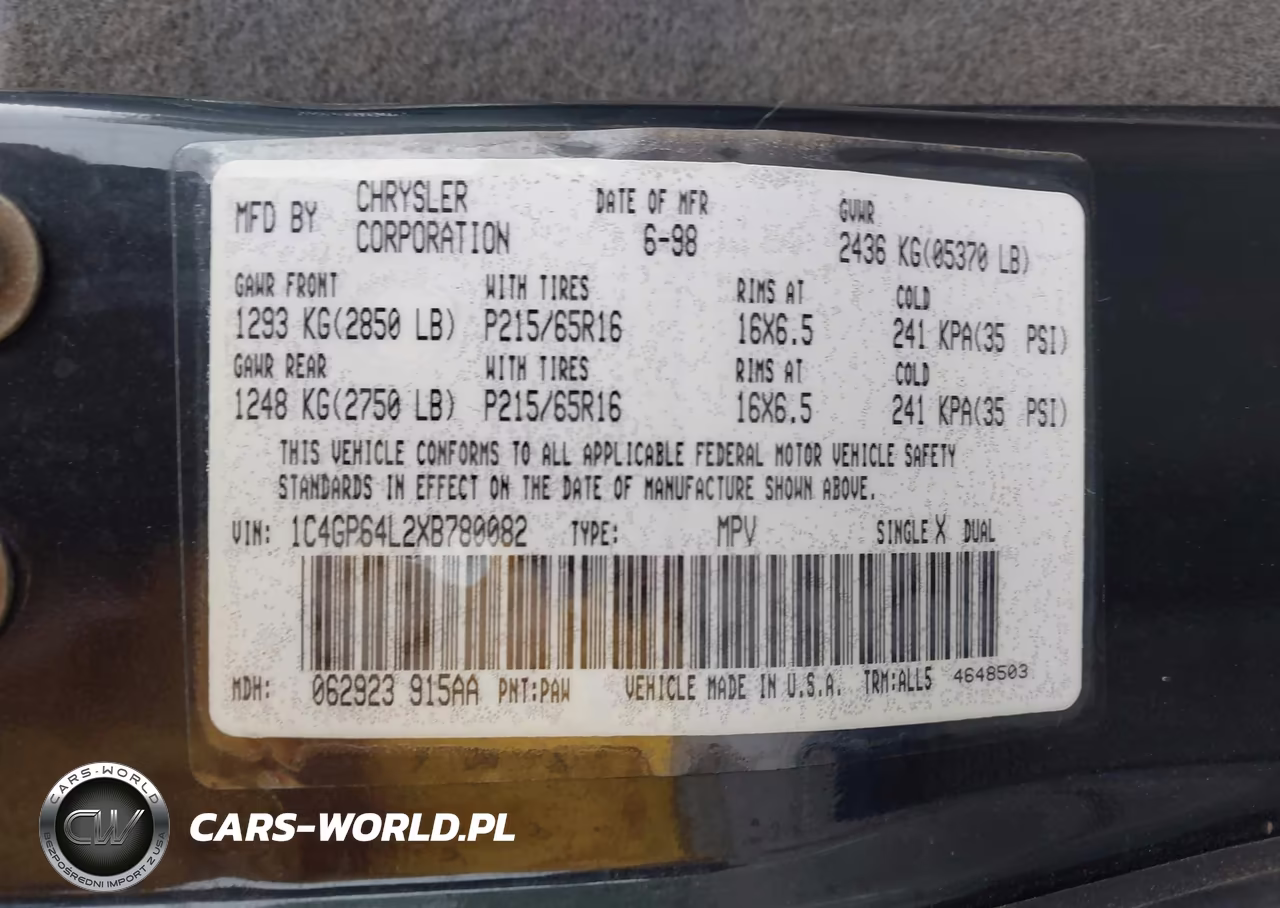 1999 Chrysler Town & Country Limited VIN:1C4GP64L2XB780082 - 9