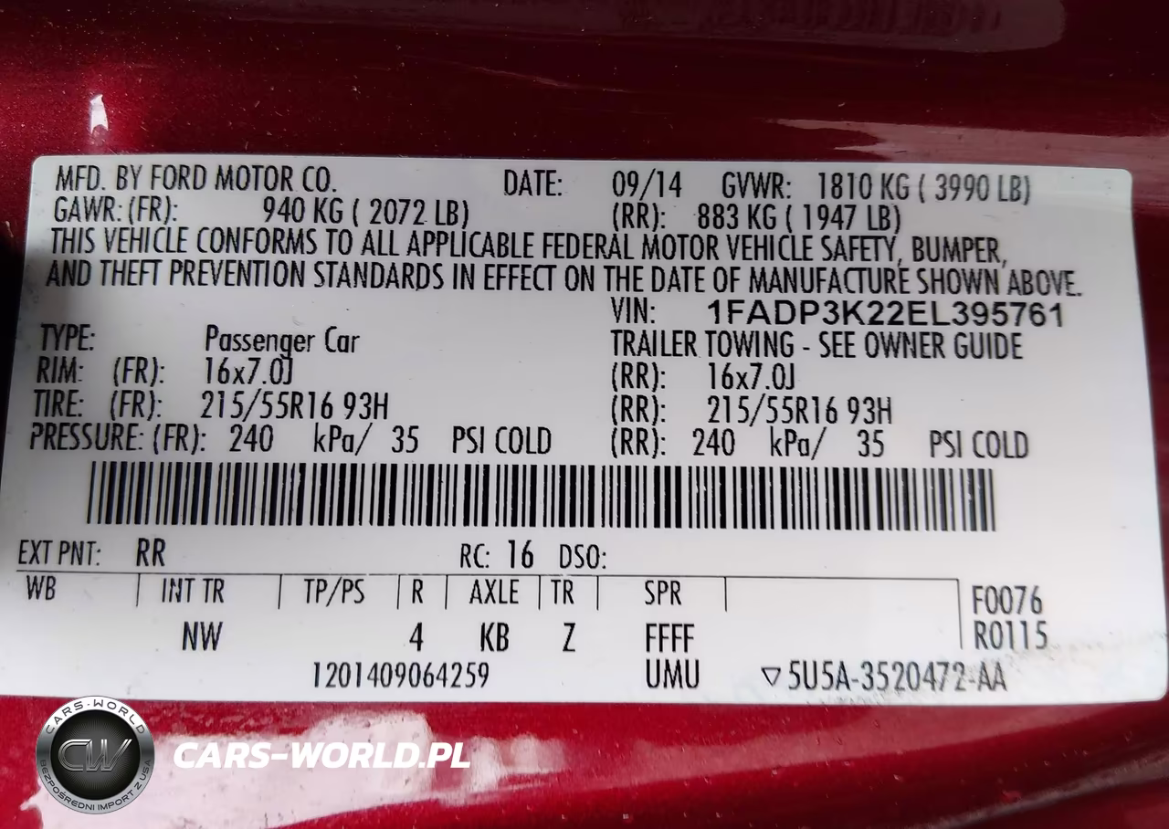 2014 Ford Focus Se VIN:1FADP3K22EL395761 - 9