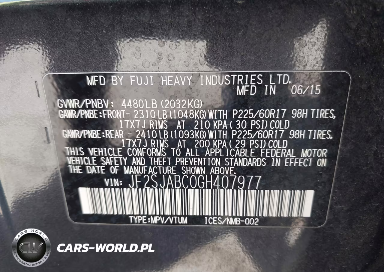 2016 Subaru Forester 2.5I VIN:JF2SJABC0GH407977 - 9