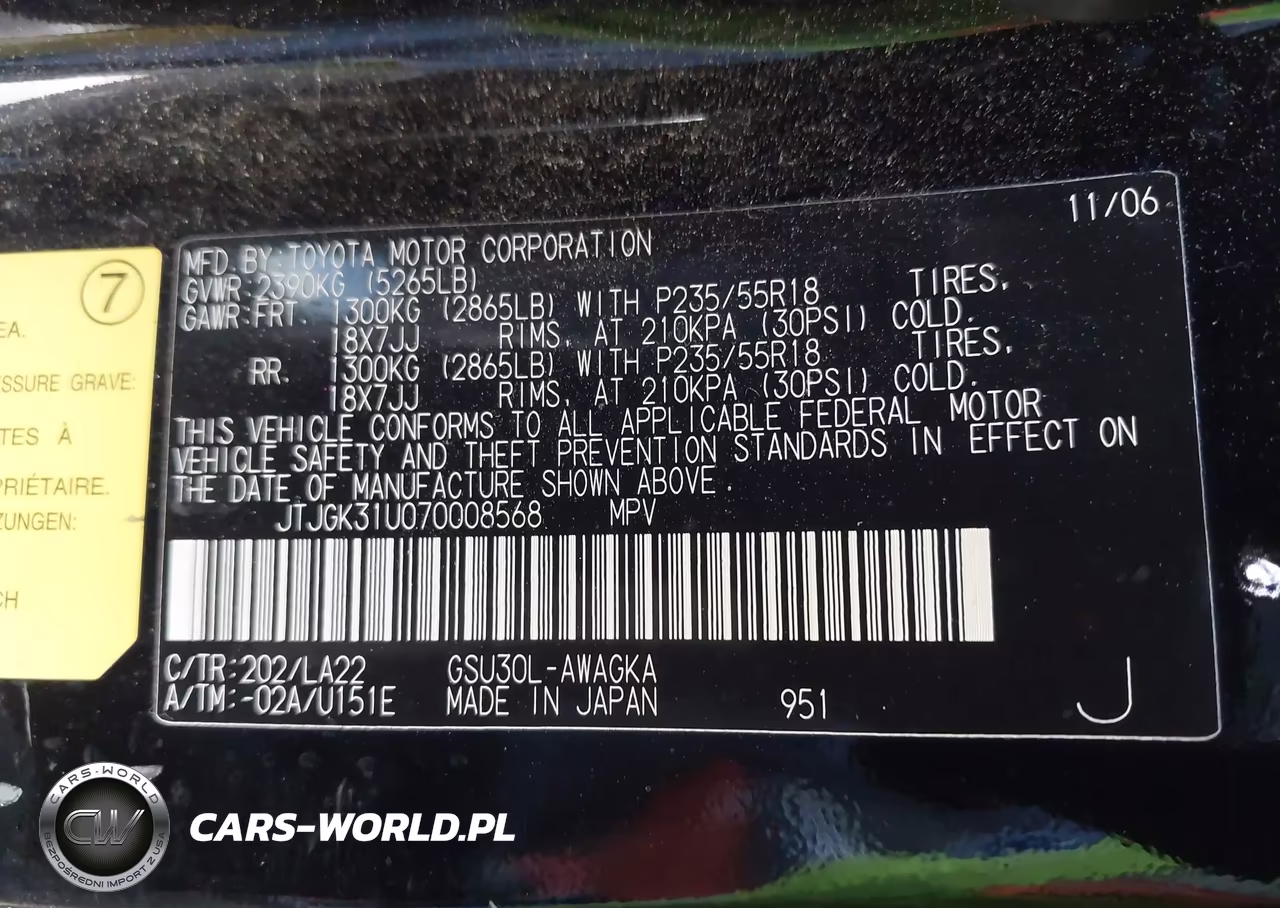 2007 Lexus Rx 350 VIN:JTJGK31U070008568 - 9