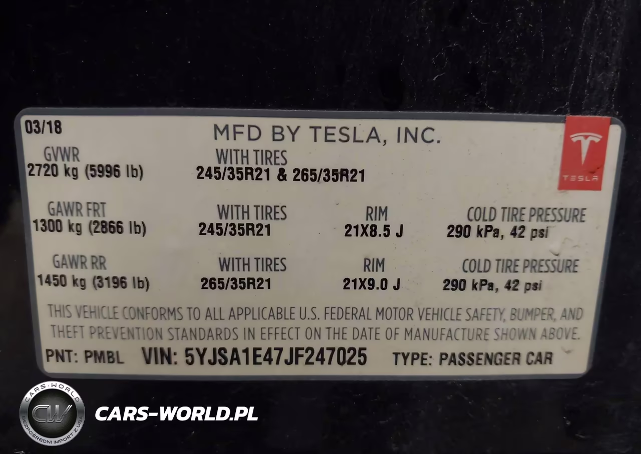 2018 Tesla Model S 100D-75D-P100D VIN:5YJSA1E47JF247025 - 9