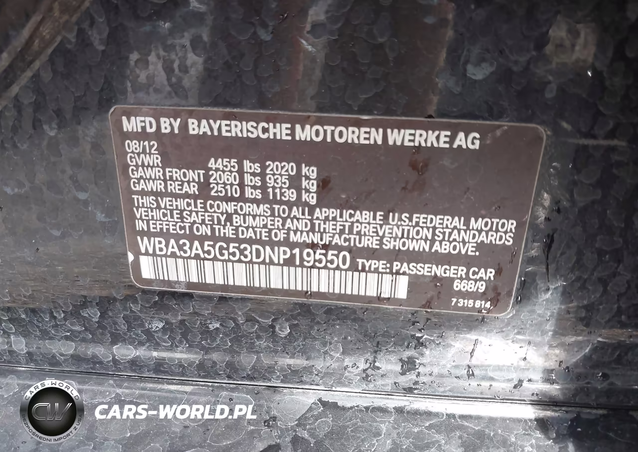 2013 BMW 328I VIN:WBA3A5G53DNP19550 - 9