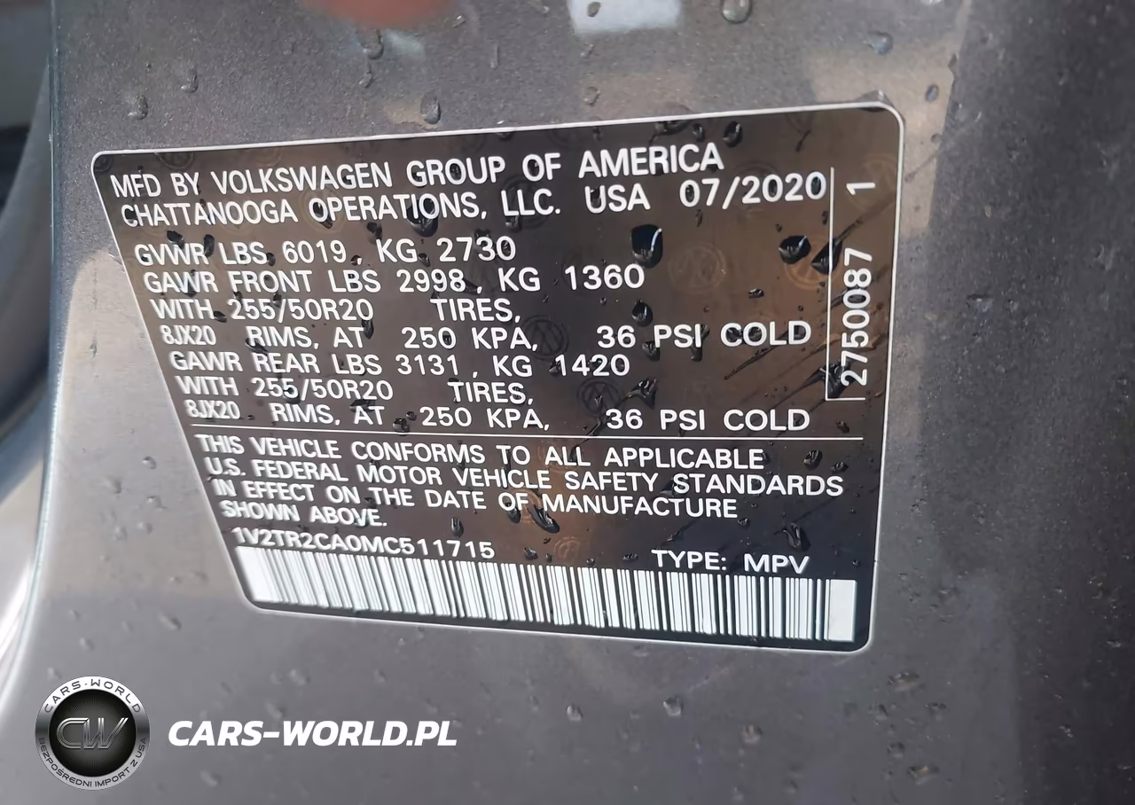 2021 Volkswagen Atlas 3.6L V6 Sel Premium VIN:1V2TR2CA0MC511715 - 9