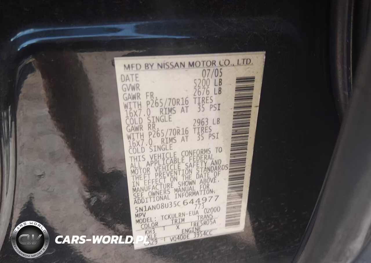 2005 Nissan Xterra S VIN:5N1AN08U35C644977 - 9