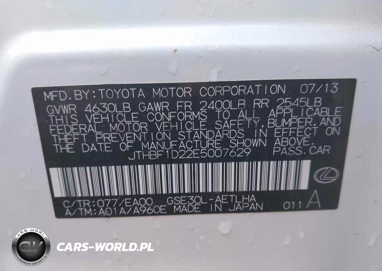 2014 Lexus Is 250 VIN:JTHBF1D22E5007629 - 9
