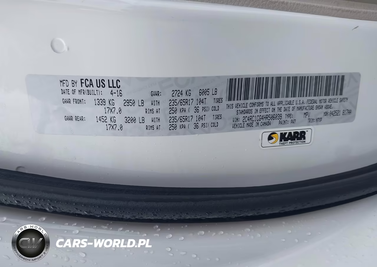 2017 Chrysler Pacifica Lx VIN:2C4RC1CG4HR506039 - 9