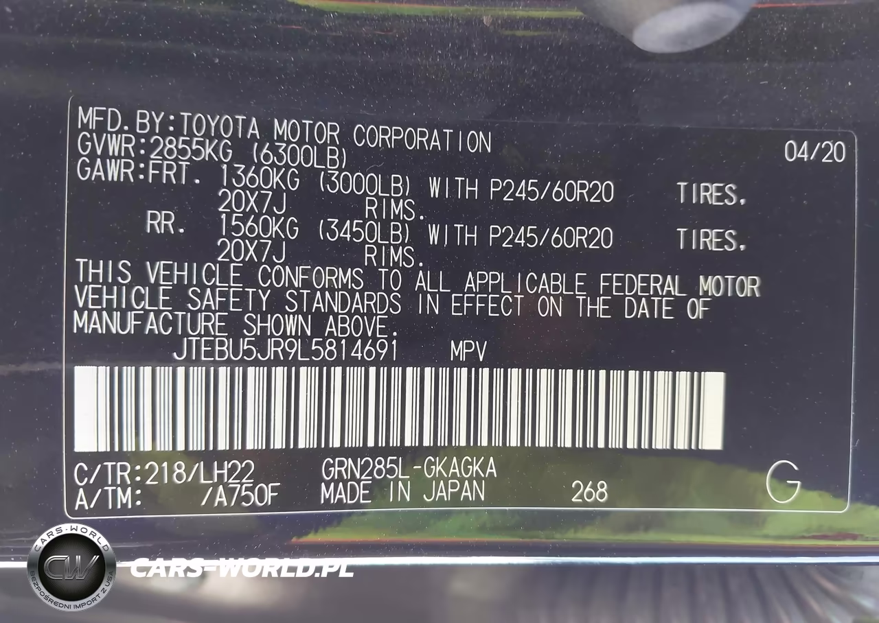 2020 Toyota 4Runner Nightshade Special Edition VIN:JTEBU5JR9L5814691 - 9