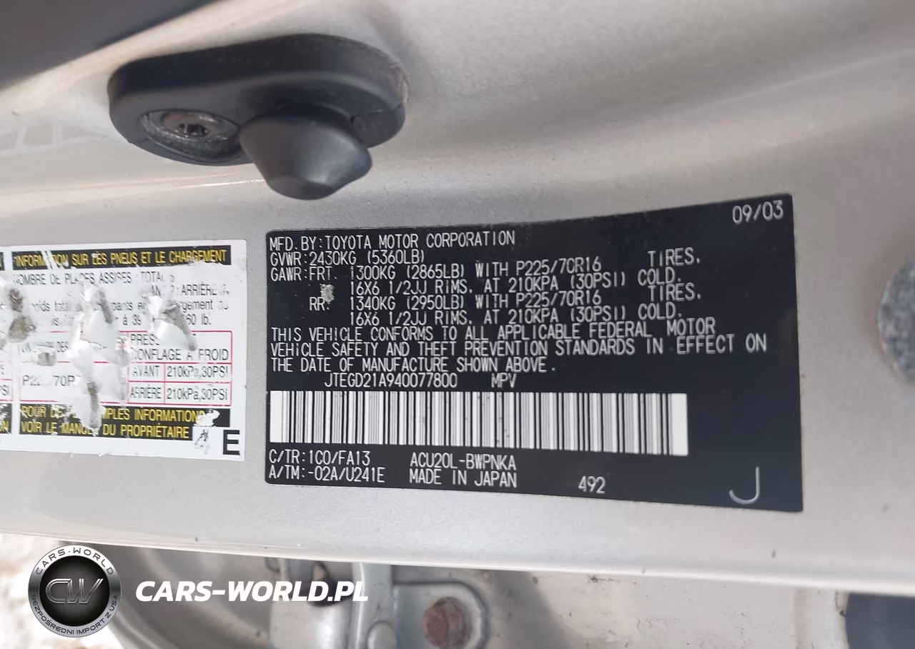 2004 Toyota Highlander VIN:JTEGD21A940077800 - 9