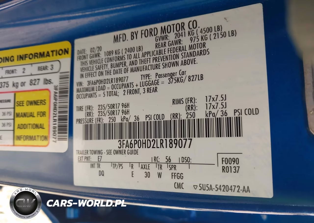 2020 Ford Fusion Se VIN:3FA6P0HD2LR189077 - 9