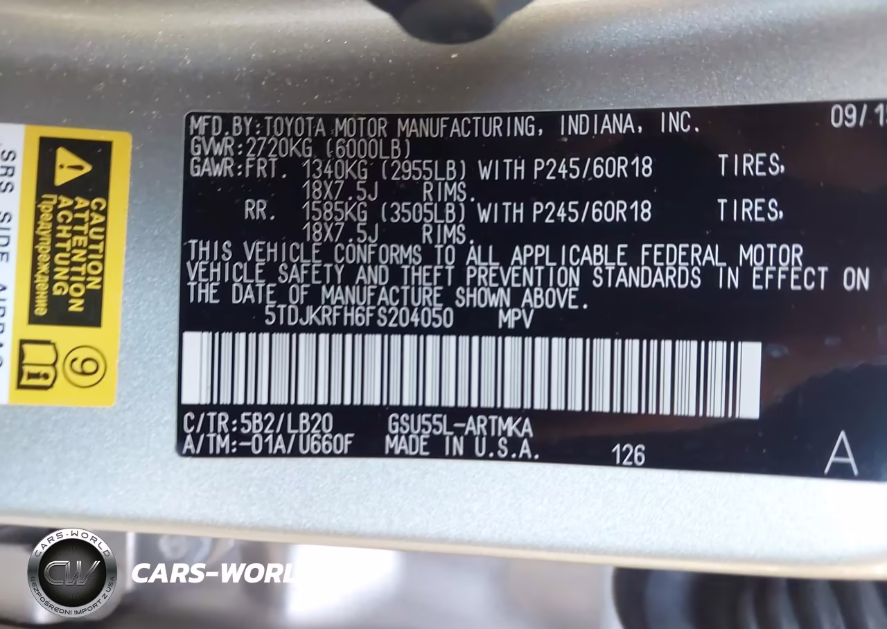 2015 Toyota Highlander Xle V6 VIN:5TDJKRFH6FS204050 - 9